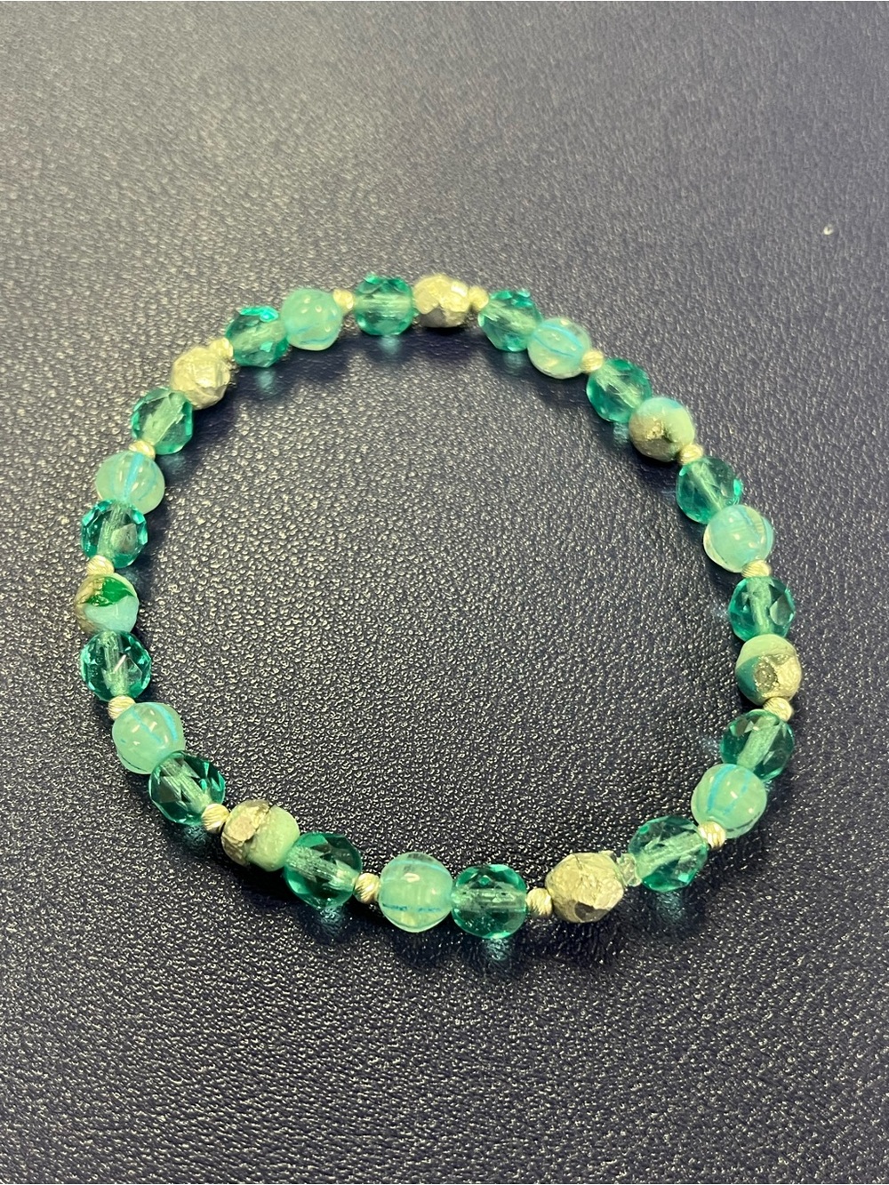 Light turquoise Beaded Stretch Bracelet - Elegant Women's Jewelry